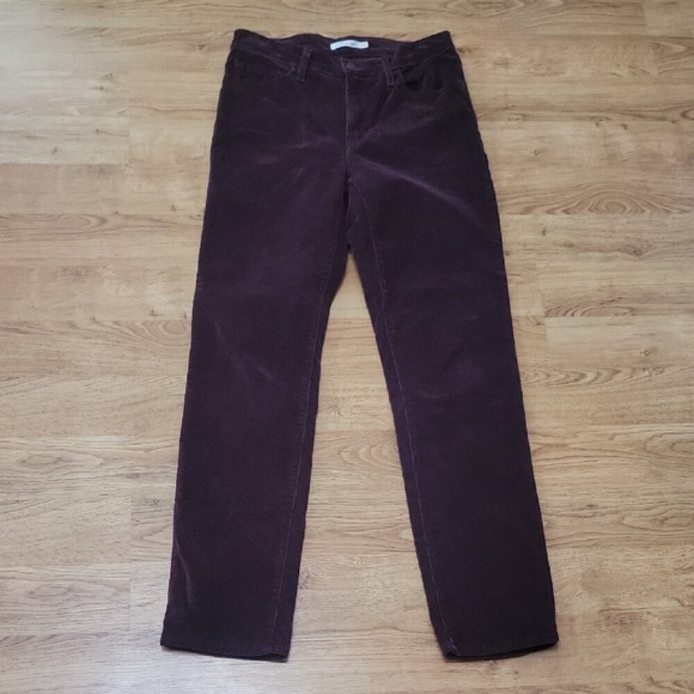 Levi's 724 High Rise Straight Leg Red Brown Corduroy Pants Size 29